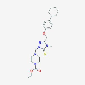 molecular formula C24H35N5O3S B394457 ethyl 4-({3-[(4-cyclohexylphenoxy)methyl]-4-methyl-5-thioxo-4,5-dihydro-1H-1,2,4-triazol-1-yl}methyl)piperazine-1-carboxylate 