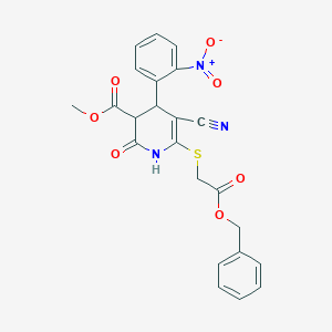 molecular formula C23H19N3O7S B394464 Methyl 6-{[2-(benzyloxy)-2-oxoethyl]sulfanyl}-5-cyano-4-(2-nitrophenyl)-2-oxo-1,2,3,4-tetrahydro-3-pyridinecarboxylate 