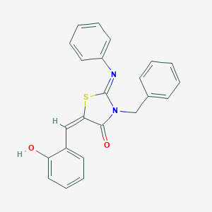molecular formula C23H18N2O2S B394469 3-Benzyl-5-(2-hydroxybenzylidene)-2-(phenylimino)-1,3-thiazolidin-4-one 