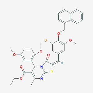 molecular formula C37H33BrN2O7S B394475 ethyl 2-[3-bromo-5-methoxy-4-(1-naphthylmethoxy)benzylidene]-5-(2,5-dimethoxyphenyl)-7-methyl-3-oxo-2,3-dihydro-5H-[1,3]thiazolo[3,2-a]pyrimidine-6-carboxylate 