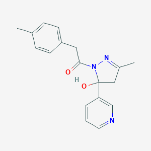 molecular formula C18H19N3O2 B394479 1-[5-hydroxy-3-methyl-5-(3-pyridinyl)-4H-pyrazol-1-yl]-2-(4-methylphenyl)ethanone 