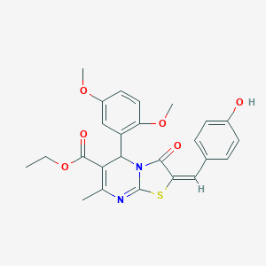 molecular formula C25H24N2O6S B394483 ethyl 5-(2,5-dimethoxyphenyl)-2-(4-hydroxybenzylidene)-7-methyl-3-oxo-2,3-dihydro-5H-[1,3]thiazolo[3,2-a]pyrimidine-6-carboxylate 