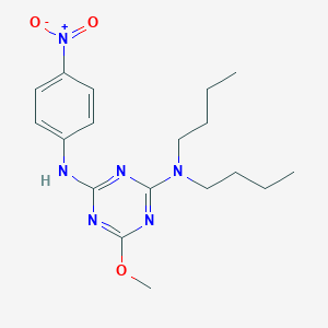 molecular formula C18H26N6O3 B394484 2-(Dibutylamino)-4-{4-nitroanilino}-6-methoxy-1,3,5-triazine 