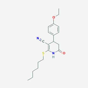 molecular formula C20H26N2O2S B394490 4-(4-Ethoxyphenyl)-2-(hexylsulfanyl)-6-oxo-1,4,5,6-tetrahydro-3-pyridinecarbonitrile CAS No. 312509-73-2
