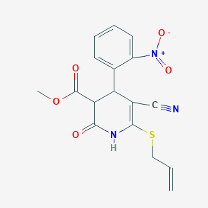 molecular formula C17H15N3O5S B394491 Methyl 6-(allylsulfanyl)-5-cyano-4-(2-nitrophenyl)-2-oxo-1,2,3,4-tetrahydro-3-pyridinecarboxylate 