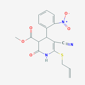 Methyl 5-cyano-4-(2-nitrophenyl)-2-oxo-6-(prop-2-en-1-ylsulfanyl)-1,2,3,4-tetrahydropyridine-3-carboxylate