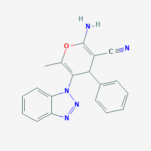 molecular formula C19H15N5O B394492 2-amino-5-(1-benzotriazolyl)-6-methyl-4-phenyl-4H-pyran-3-carbonitrile 