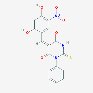 molecular formula C17H11N3O6S B394499 5-{2,4-dihydroxy-5-nitrobenzylidene}-1-phenyl-2-thioxodihydro-4,6(1H,5H)-pyrimidinedione 
