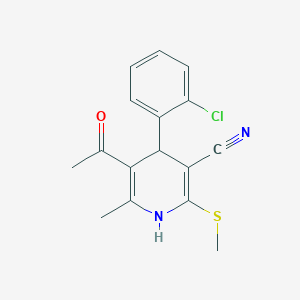 molecular formula C16H15ClN2OS B394500 5-Acetyl-4-(2-chlorophenyl)-6-methyl-2-(methylsulfanyl)-1,4-dihydro-3-pyridinecarbonitrile CAS No. 312514-49-1