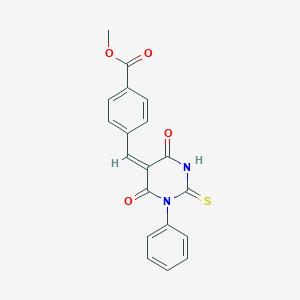molecular formula C19H14N2O4S B394502 methyl 4-[(4,6-dioxo-1-phenyl-2-thioxotetrahydro-5(2H)-pyrimidinylidene)methyl]benzoate 