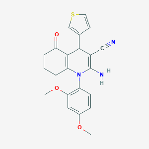 molecular formula C22H21N3O3S B394515 2-Amino-1-(2,4-dimethoxyphenyl)-5-oxo-4-(3-thienyl)-1,4,5,6,7,8-hexahydro-3-quinolinecarbonitrile 