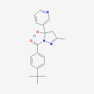 molecular formula C20H23N3O2 B394519 1-(4-tert-butylbenzoyl)-3-methyl-5-(3-pyridinyl)-4,5-dihydro-1H-pyrazol-5-ol 