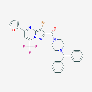 molecular formula C29H23BrF3N5O2 B394521 2-[(4-Benzhydryl-1-piperazinyl)carbonyl]-3-bromo-5-(2-furyl)-7-(trifluoromethyl)pyrazolo[1,5-a]pyrimidine 
