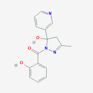 molecular formula C16H15N3O3 B394524 (5-Hydroxy-3-methyl-5-pyridin-3-yl-4,5-dihydropyrazol-1-yl)(2-hydroxy-phenyl)methanone 