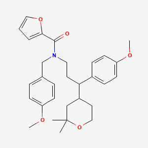 molecular formula C30H37NO5 B3945256 N-[3-(2,2-dimethyltetrahydro-2H-pyran-4-yl)-3-(4-methoxyphenyl)propyl]-N-(4-methoxybenzyl)-2-furamide 