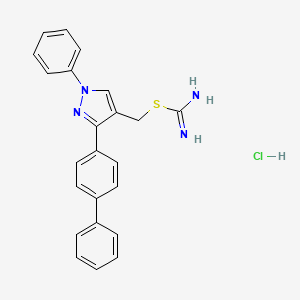 molecular formula C23H21ClN4S B3945271 [1-Phenyl-3-(4-phenylphenyl)pyrazol-4-yl]methyl carbamimidothioate;hydrochloride 