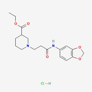 molecular formula C18H25ClN2O5 B3945313 Ethyl 1-[3-(1,3-benzodioxol-5-ylamino)-3-oxopropyl]piperidine-3-carboxylate;hydrochloride 