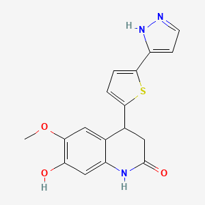 molecular formula C17H15N3O3S B3945315 7-hydroxy-6-methoxy-4-[5-(1H-pyrazol-3-yl)-2-thienyl]-3,4-dihydroquinolin-2(1H)-one 