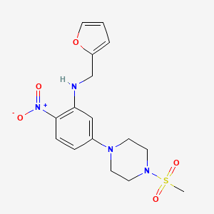 molecular formula C16H20N4O5S B3945417 N-[(FURAN-2-YL)METHYL]-5-(4-METHANESULFONYLPIPERAZIN-1-YL)-2-NITROANILINE 