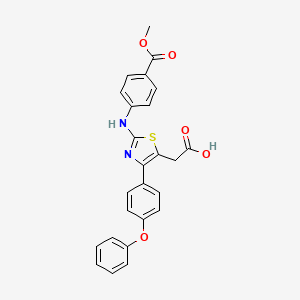 molecular formula C25H20N2O5S B3945434 2-[2-(4-Methoxycarbonylanilino)-4-(4-phenoxyphenyl)-1,3-thiazol-5-yl]acetic acid 