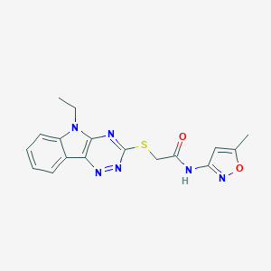 molecular formula C17H16N6O2S B394588 2-(9-Ethyl-9H-1,3,4,9-tetraaza-fluoren-2-ylsulfanyl)-N-(5-methyl-isoxazol-3-yl)-acetamide CAS No. 298685-03-7