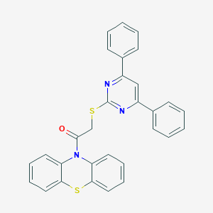 molecular formula C30H21N3OS2 B394591 10-{[(4,6-diphenyl-2-pyrimidinyl)sulfanyl]acetyl}-10H-phenothiazine 