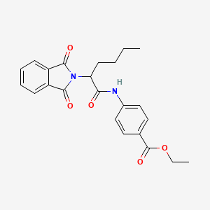 molecular formula C23H24N2O5 B3945911 ETHYL 4-[2-(1,3-DIOXO-2,3-DIHYDRO-1H-ISOINDOL-2-YL)HEXANAMIDO]BENZOATE 