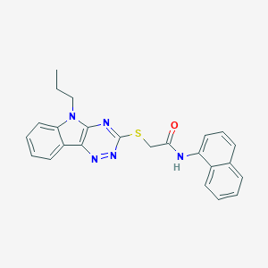 molecular formula C24H21N5OS B394594 N-(1-naphthyl)-2-[(5-propyl-5H-[1,2,4]triazino[5,6-b]indol-3-yl)sulfanyl]acetamide 