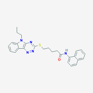 molecular formula C27H27N5OS B394600 N-(1-naphthyl)-5-[(5-propyl-5H-[1,2,4]triazino[5,6-b]indol-3-yl)sulfanyl]pentanamide 