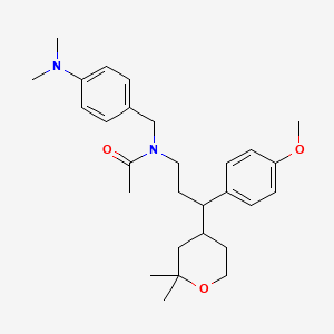 molecular formula C28H40N2O3 B3946116 N-{[4-(DIMETHYLAMINO)PHENYL]METHYL}-N-[3-(2,2-DIMETHYLOXAN-4-YL)-3-(4-METHOXYPHENYL)PROPYL]ACETAMIDE 