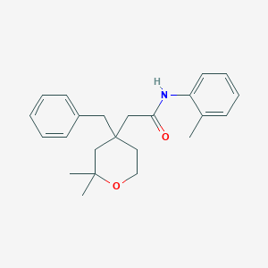 molecular formula C23H29NO2 B3946192 2-(4-benzyl-2,2-dimethyltetrahydro-2H-pyran-4-yl)-N-(2-methylphenyl)acetamide 