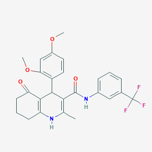 molecular formula C26H25F3N2O4 B3946239 4-(2,4-dimethoxyphenyl)-2-methyl-5-oxo-N-[3-(trifluoromethyl)phenyl]-1,4,5,6,7,8-hexahydroquinoline-3-carboxamide 