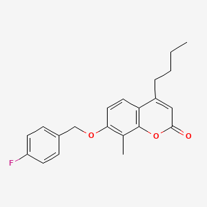 molecular formula C21H21FO3 B3946247 4-BUTYL-7-[(4-FLUOROPHENYL)METHOXY]-8-METHYL-2H-CHROMEN-2-ONE 