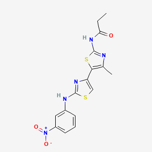 molecular formula C16H15N5O3S2 B3946332 N-{4'-methyl-2-[(3-nitrophenyl)amino]-4,5'-bi-1,3-thiazol-2'-yl}propanamide 