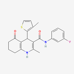 molecular formula C22H21FN2O2S B3946337 N-(3-Fluorophenyl)-2-methyl-4-(3-methylthiophen-2-YL)-5-oxo-1,4,5,6,7,8-hexahydroquinoline-3-carboxamide 