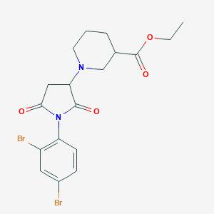 molecular formula C18H20Br2N2O4 B394637 Ethyl 1-[1-(2,4-dibromophenyl)-2,5-dioxo-3-pyrrolidinyl]-3-piperidinecarboxylate 