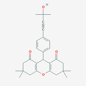 molecular formula C28H32O4 B394649 9-[4-(3-HYDROXY-3-METHYLBUT-1-YN-1-YL)PHENYL]-3,3,6,6-TETRAMETHYL-2,3,4,5,6,7,8,9-OCTAHYDRO-1H-XANTHENE-1,8-DIONE 