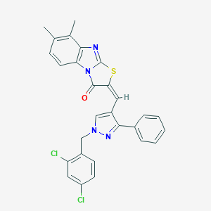 molecular formula C28H20Cl2N4OS B394664 2-{[1-(2,4-dichlorobenzyl)-3-phenyl-1H-pyrazol-4-yl]methylene}-7,8-dimethyl[1,3]thiazolo[3,2-a]benzimidazol-3(2H)-one 