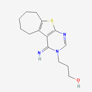 molecular formula C14H19N3OS B3946649 3-[4-IMINO-6,7,8,9-TETRAHYDRO-4H-CYCLOHEPTA[4,5]THIENO[2,3-D]PYRIMIDIN-3(5H)-YL]-1-PROPANOL 