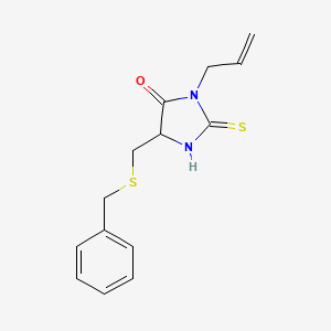 molecular formula C14H16N2OS2 B3946657 5-(Benzylsulfanylmethyl)-3-prop-2-enyl-2-sulfanylideneimidazolidin-4-one 