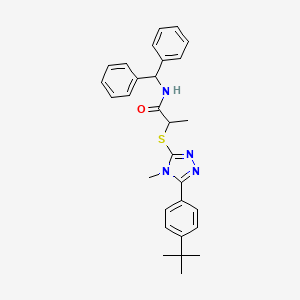 molecular formula C29H32N4OS B3946682 2-{[5-(4-tert-butylphenyl)-4-methyl-4H-1,2,4-triazol-3-yl]sulfanyl}-N-(diphenylmethyl)propanamide 