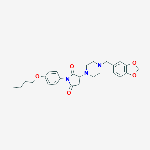 molecular formula C26H31N3O5 B394672 3-[4-(1,3-Benzodioxol-5-ylmethyl)-1-piperazinyl]-1-(4-butoxyphenyl)-2,5-pyrrolidinedione CAS No. 312504-79-3