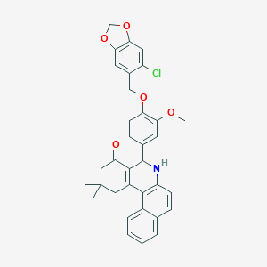 molecular formula C34H30ClNO5 B394677 5-{4-[(6-chloro-1,3-benzodioxol-5-yl)methoxy]-3-methoxyphenyl}-2,2-dimethyl-2,3,5,6-tetrahydrobenzo[a]phenanthridin-4(1H)-one 