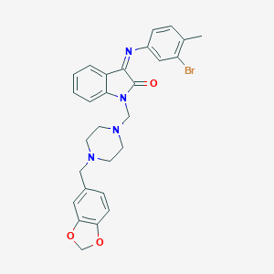 molecular formula C28H27BrN4O3 B394680 1-{[4-(1,3-benzodioxol-5-ylmethyl)piperazino]methyl}-3-[(3-bromo-4-methylphenyl)imino]-1,3-dihydro-2H-indol-2-one 