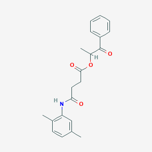 molecular formula C21H23NO4 B3946899 1-methyl-2-oxo-2-phenylethyl 4-[(2,5-dimethylphenyl)amino]-4-oxobutanoate 