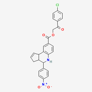 molecular formula C27H21ClN2O5 B3946956 2-(4-chlorophenyl)-2-oxoethyl 4-(4-nitrophenyl)-3a,4,5,9b-tetrahydro-3H-cyclopenta[c]quinoline-8-carboxylate 