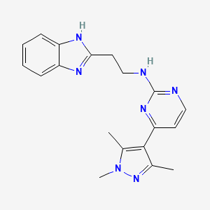 molecular formula C19H21N7 B3946973 N-[2-(1H-benzimidazol-2-yl)ethyl]-4-(1,3,5-trimethyl-1H-pyrazol-4-yl)-2-pyrimidinamine trifluoroacetate 