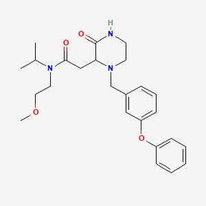 N-(2-methoxyethyl)-2-[3-oxo-1-[(3-phenoxyphenyl)methyl]piperazin-2-yl]-N-propan-2-ylacetamide