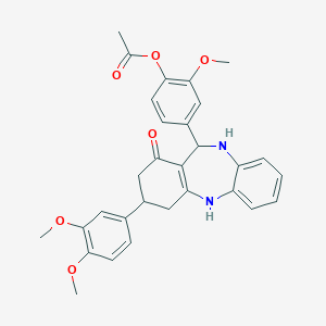 4-[3-(3,4-dimethoxyphenyl)-1-oxo-2,3,4,5,10,11-hexahydro-1H-dibenzo[b,e][1,4]diazepin-11-yl]-2-methoxyphenyl acetate