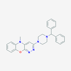 molecular formula C28H27N5O B394769 3-(4-benzhydryl-1-piperazinyl)-5-methyl-5H-pyridazino[3,4-b][1,4]benzoxazine 